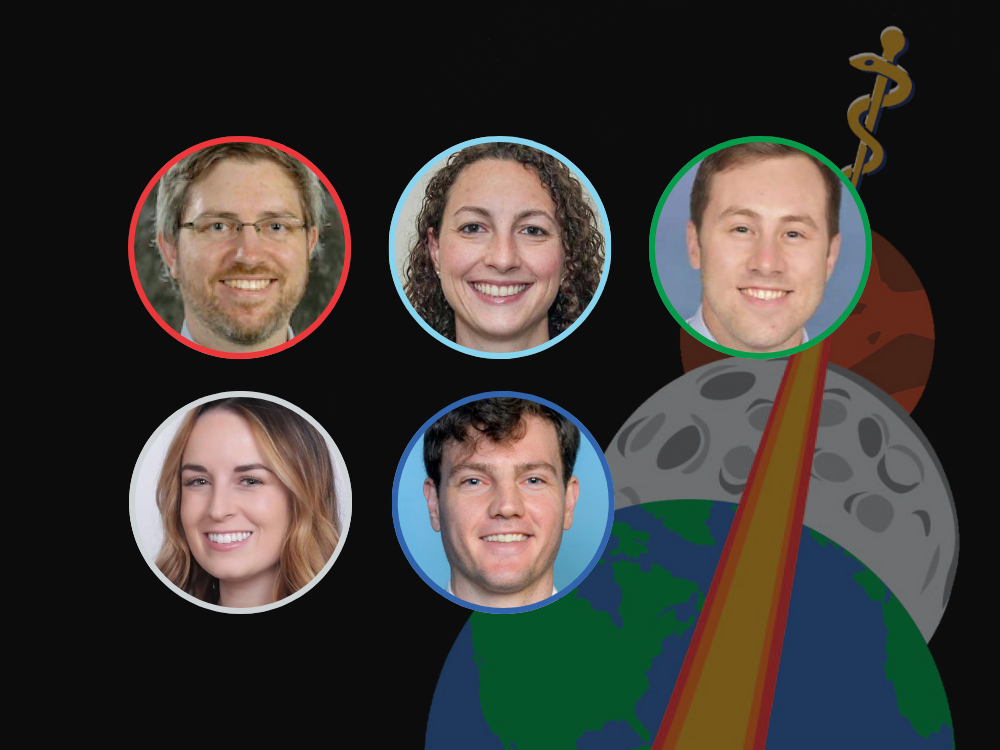 Graphic featuring five incoming 2028 aerospace medicine residents