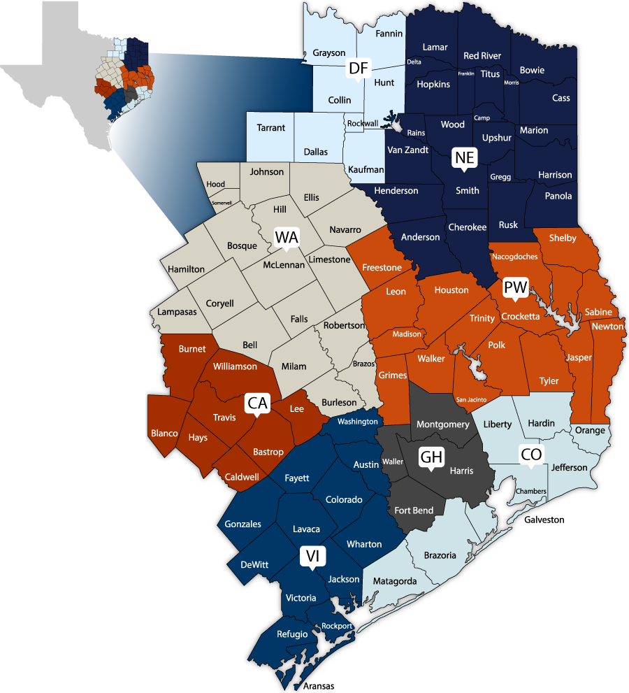 Map Graphic of all AHEC regions