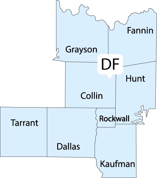 DF-Map Map graphic of the DFW region.