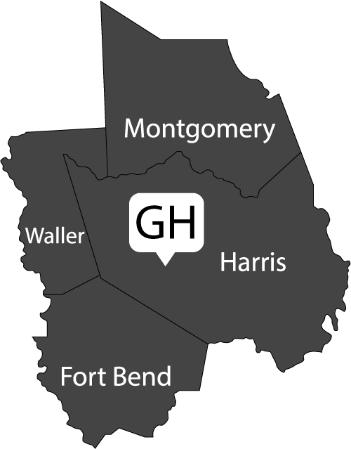 Map graphic of greater Houston area.