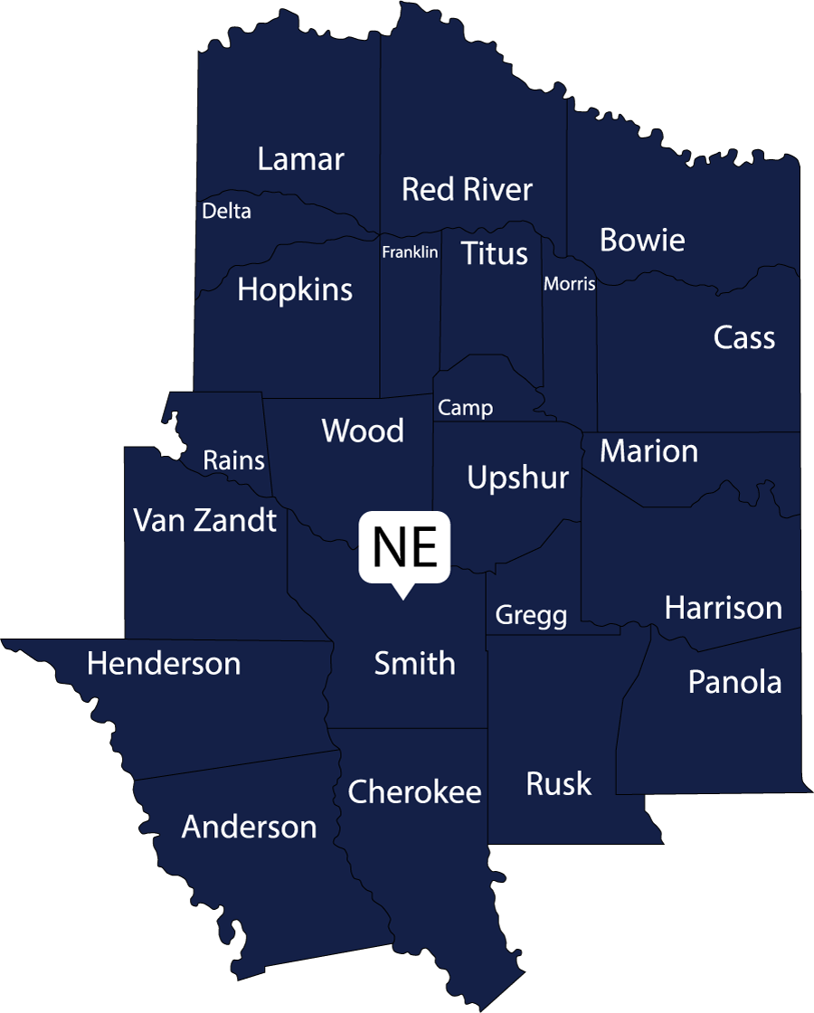Map graphic of north east region.