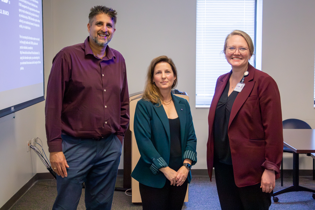 Group photo of Neil Mehta, Norrina Allen, Melissa Morrow