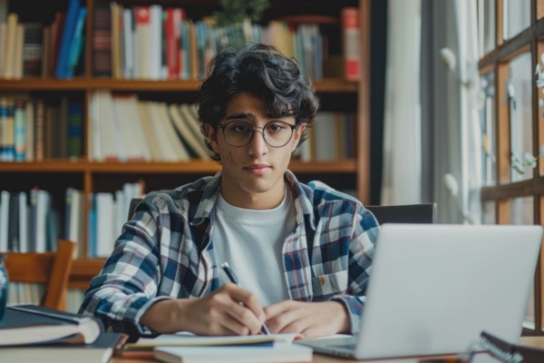 Person sitting in front  of laptop