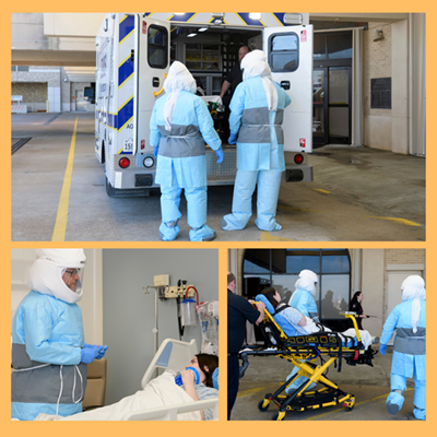 EMS personnel practice patient handoff