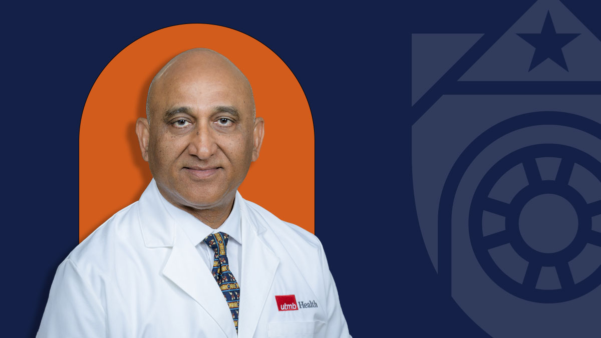 Dr. Sanjeev Tuli's headshot on a branded blue and orange UTMB background with the shield motif on the right