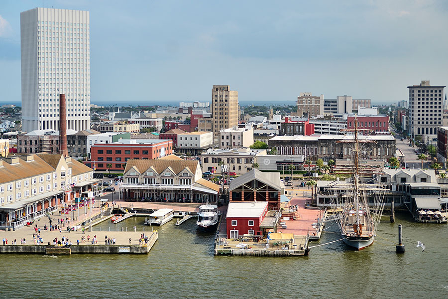 Galveston harbor port view