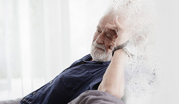 Memory Disorders An abstract visual of an elderly man suffering from alzheimer’s disease.