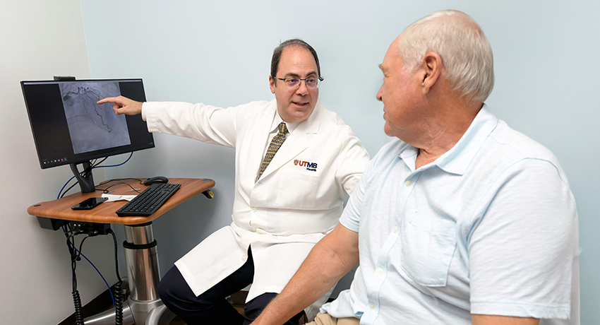 Doctor speaks with patient about the results of his scan