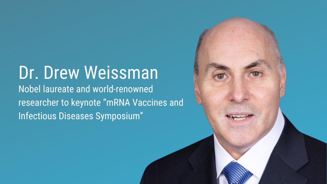 Professional headshot of Dr. Drew Weissman to the right of his name and title in text