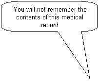 Rounded Rectangular Callout: You will not remember the contents of this medical record
