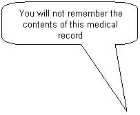 Rounded Rectangular Callout: You will not remember the contents of this medical record
